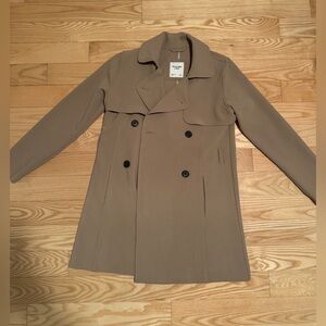 Abercrombie Tan Khaki Double-Breasted Trench Coat